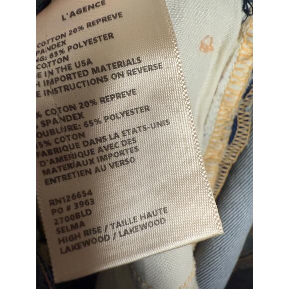 L’Agence Selma Flare Leg High Rise Denim Blue Jeans Size 27 - Picture 13 of 13